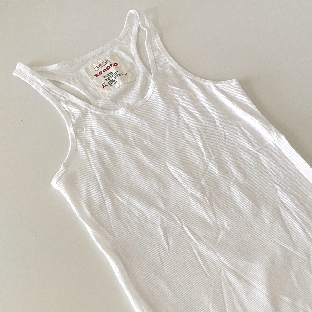 Zenana Scoop T-shirt Ribbed Y2K White Racerback Tee Coastal Beach Layering Tee